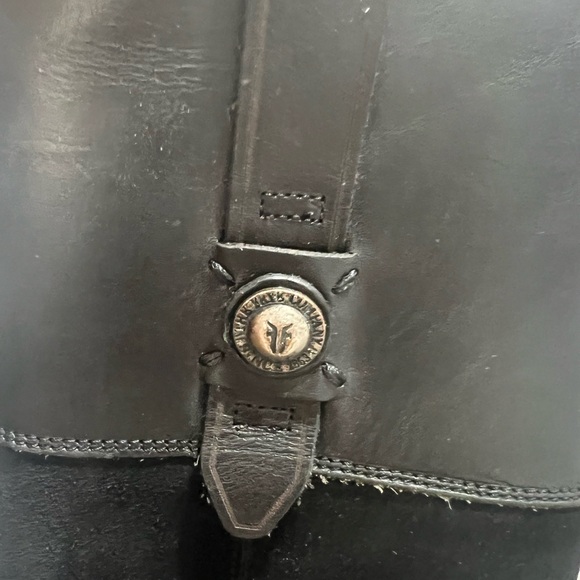 FRYE button black sued and leather boots size 7.5 - Picture 7 of 8